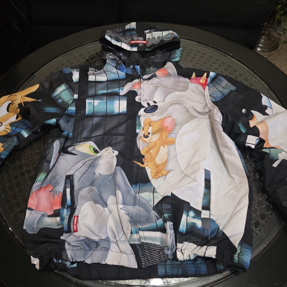 Members Only Tom & Jerry Allover Graphic Hooded Jacket